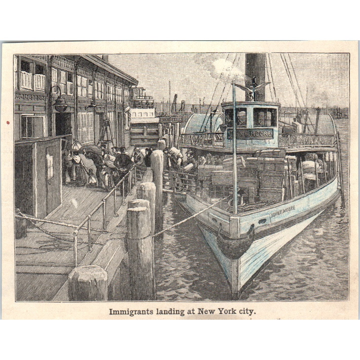 Immigrants Landing at New York City 1901 Engraving AF2-A6