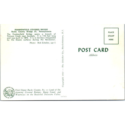 Frankenfield Bridge Bucks County #51 PA Covered Bridge Postcard PB13