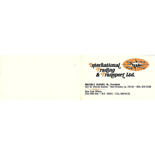 International Trading & Transport Walter E. New Orleans LA Business Card SB4-B11