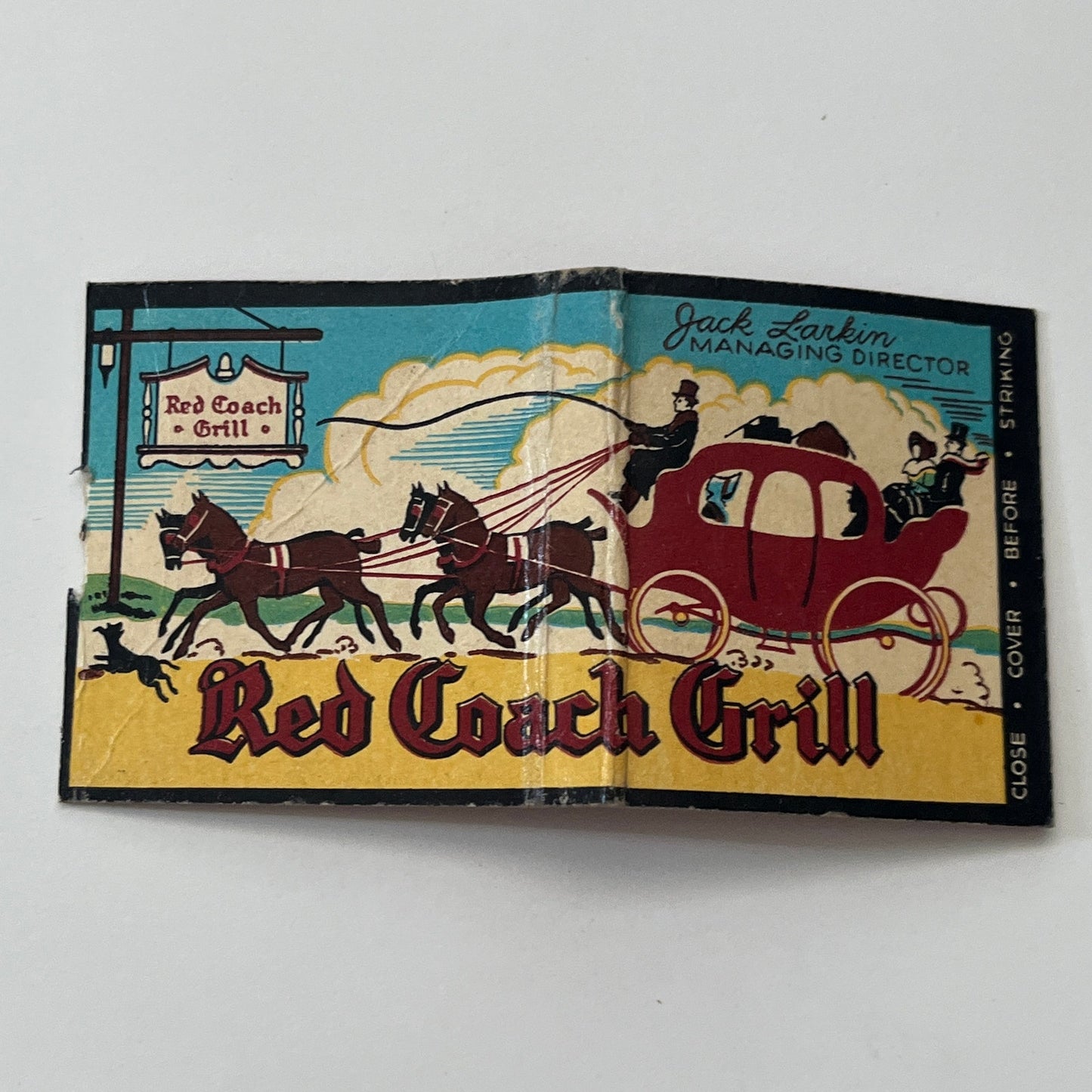 Red Coach Grill - Jack Larkin Massachusetts Vintage Matchbook Cover TB8-MB-11