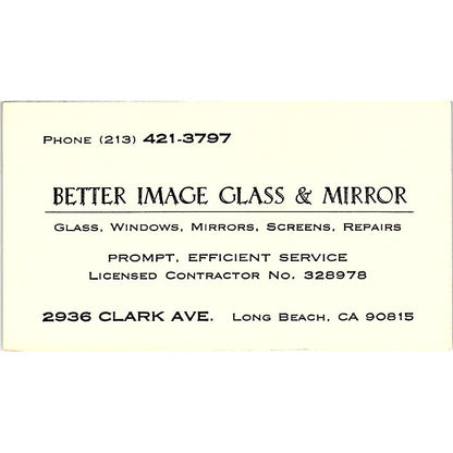 Better Image Glass & Mirror Windows Screens Long Beach CA Business Card SF3-B2