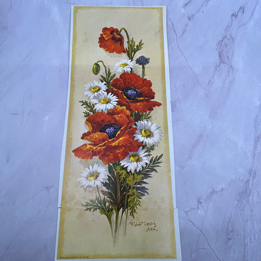 Poppy Floral Botanical Print Robert Laessig Lithograph 5x16" Art Print V22