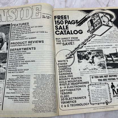 1987 June - Treasure Magazine - Treasure Hunting Metal Detecting Gold Coins M10