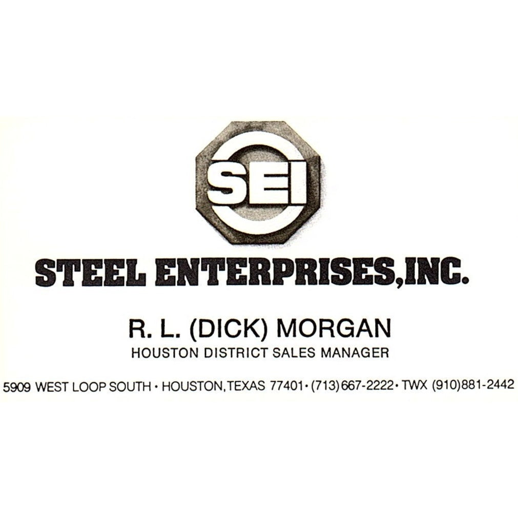 R.L. Dick Morgan Steel Enterprises SEI Houston Vintage Business Card SC9-B12