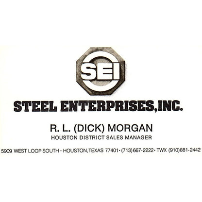 R.L. Dick Morgan Steel Enterprises SEI Houston Vintage Business Card SC9-B12