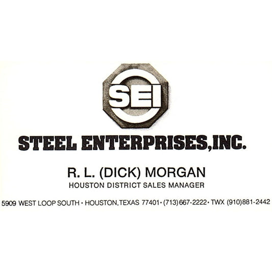 R.L. Dick Morgan Steel Enterprises SEI Houston Vintage Business Card SC9-B12