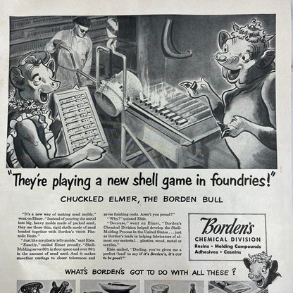 Borden's Elmer Borden Bull Chemical Division 1951 Magazine Ad FL6-10