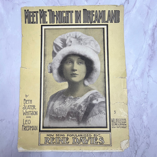 Meet Me To-Night in Dreamland Reine Davies 1909 Sheet Music V15