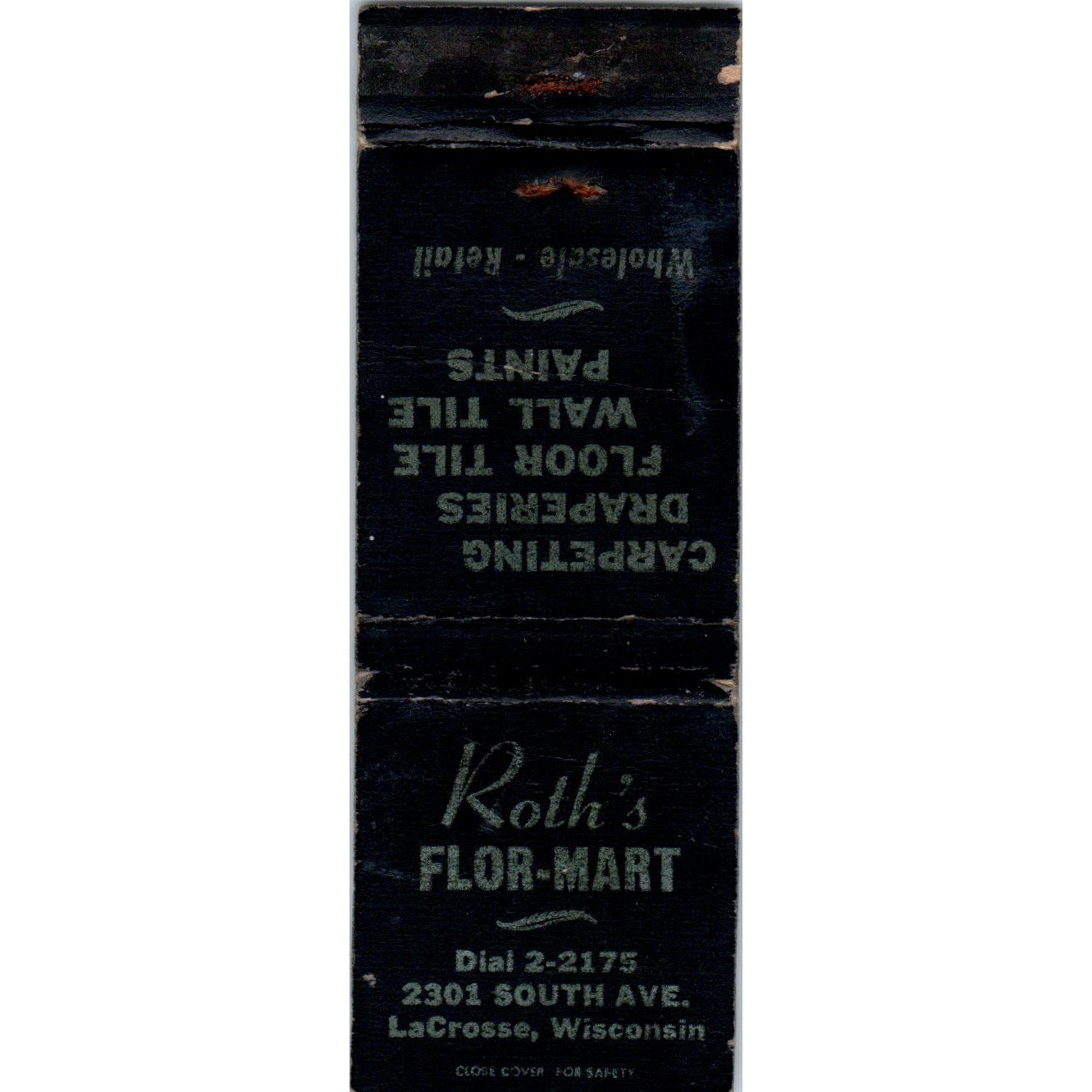 Roth's Flor-Mart La Crosse WI Vintage Matchbook Cover SD4-Y4