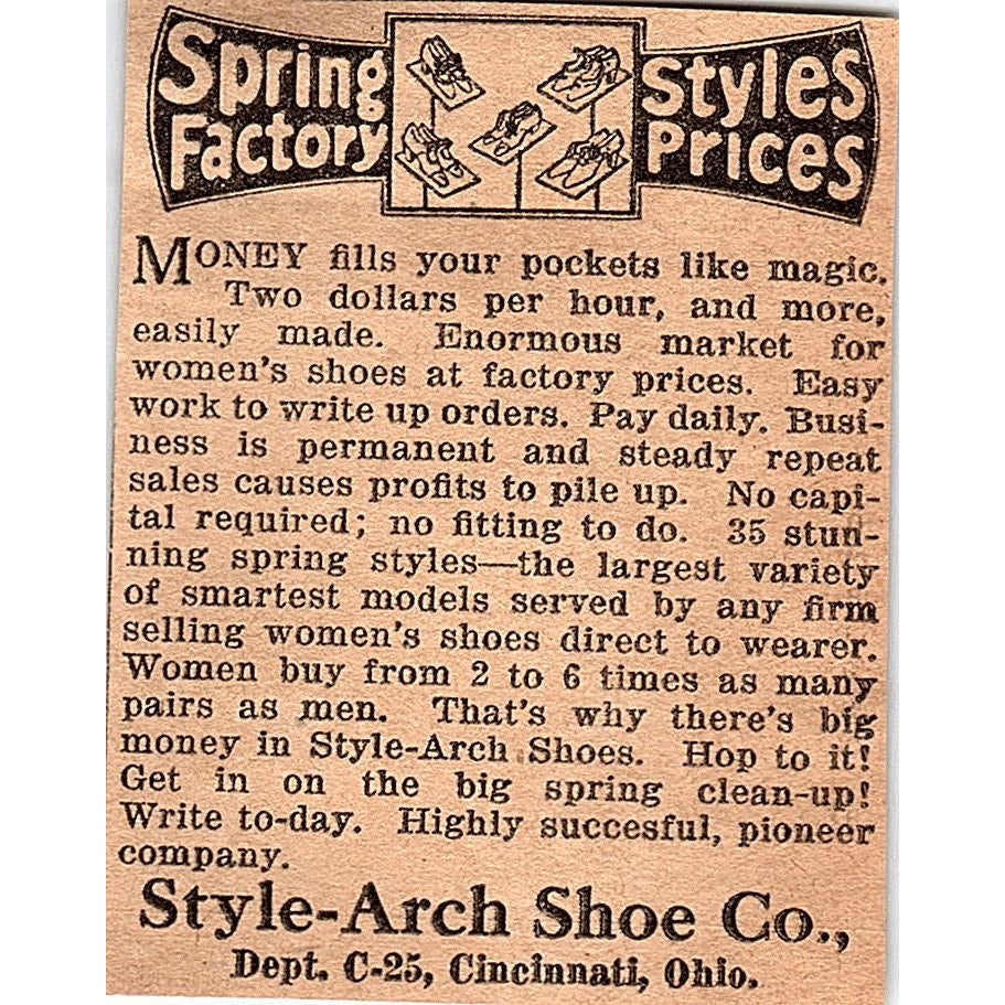 Style-Arch Shoe Co. Cincinnati Ohio 1926 Ad AG3-M2