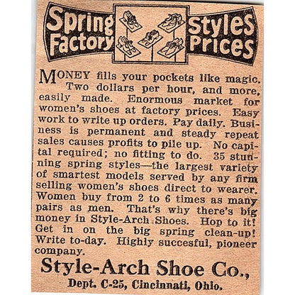Style-Arch Shoe Co. Cincinnati Ohio 1926 Ad AG3-M2