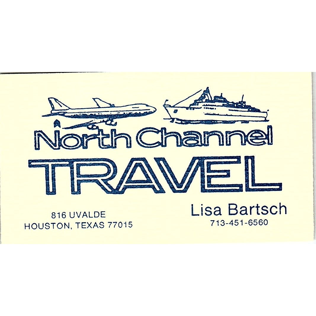 Lisa Bartsch North Channel Travel Houston Vintage Business Card SD9-B7