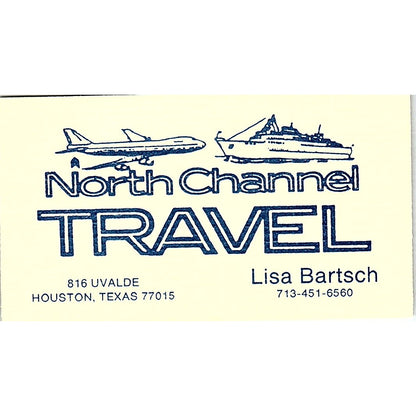 Lisa Bartsch North Channel Travel Houston Vintage Business Card SD9-B7