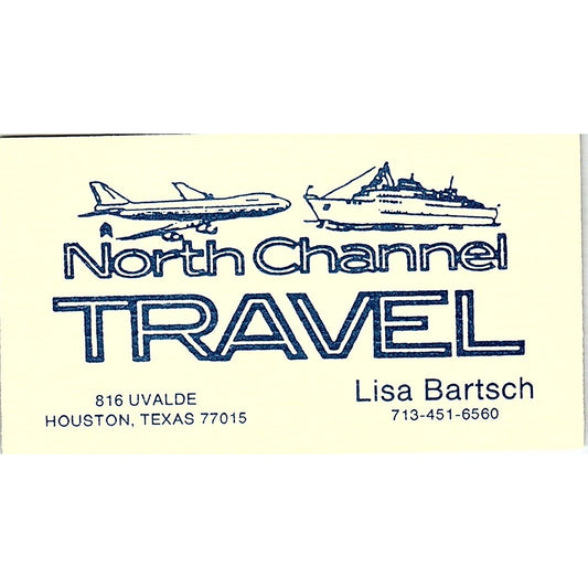 Lisa Bartsch North Channel Travel Houston Vintage Business Card SD9-B7