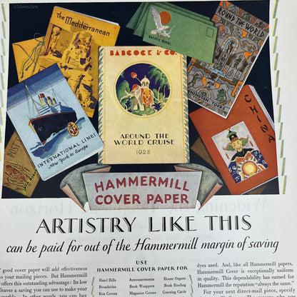 Hammermill Paper Company Erie PA 1928 Original Magazine Advertisement FL6-8