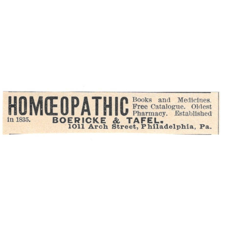 Homeopathic Remedies Boericke & Tafel Philadelphia PA 1892 Magazine Ad AB6-S4