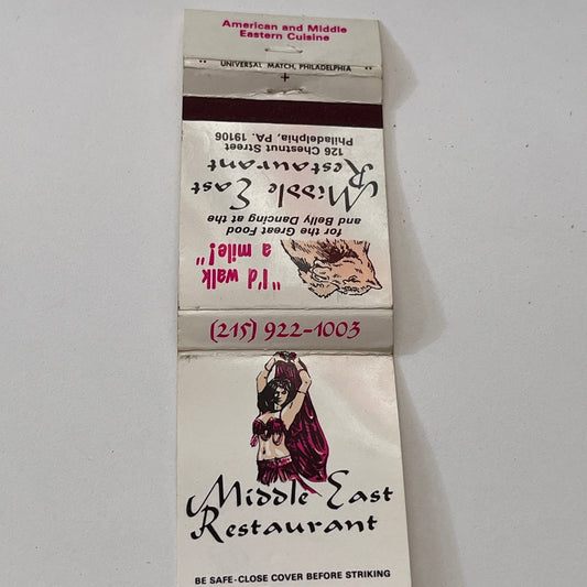 Middle East Restaurant 126 Chestnut St Philadelphia Matchbook Cover TB6-MB1-8