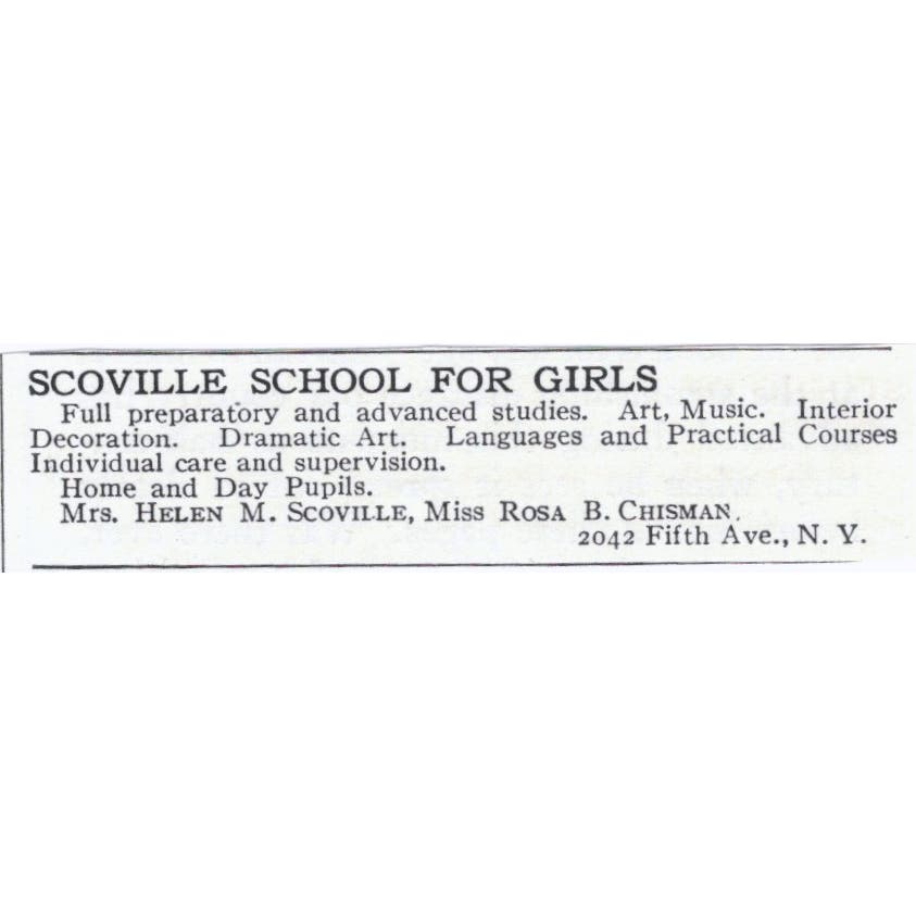 Helen M. Scoville School for Girls c1918 Original Magazine Advertisement AE5-SA3