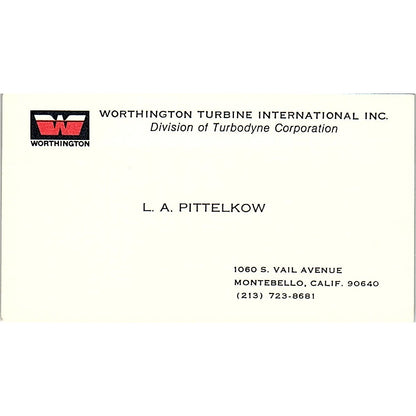 Worthington Turbine International Inc. Pittelkow Montebello CA Card SSB4-B12