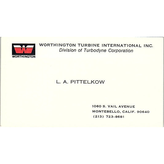 Worthington Turbine International Inc. Pittelkow Montebello CA Card SSB4-B12