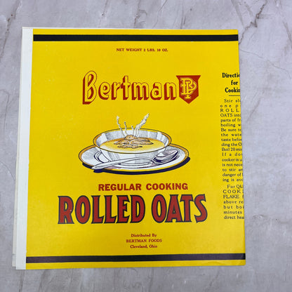 Bertman Rolled Oats Label Bertman Foods Cleveland Ohio A19