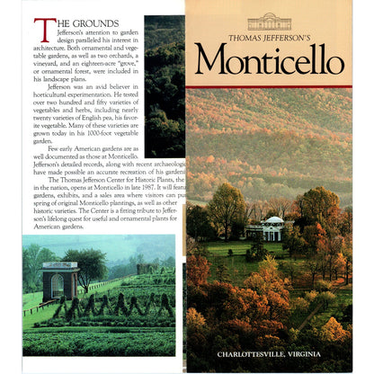 Vintage Thomas Jefferson's Monticello Charlottesville VA Travel Brochure TH2-O1