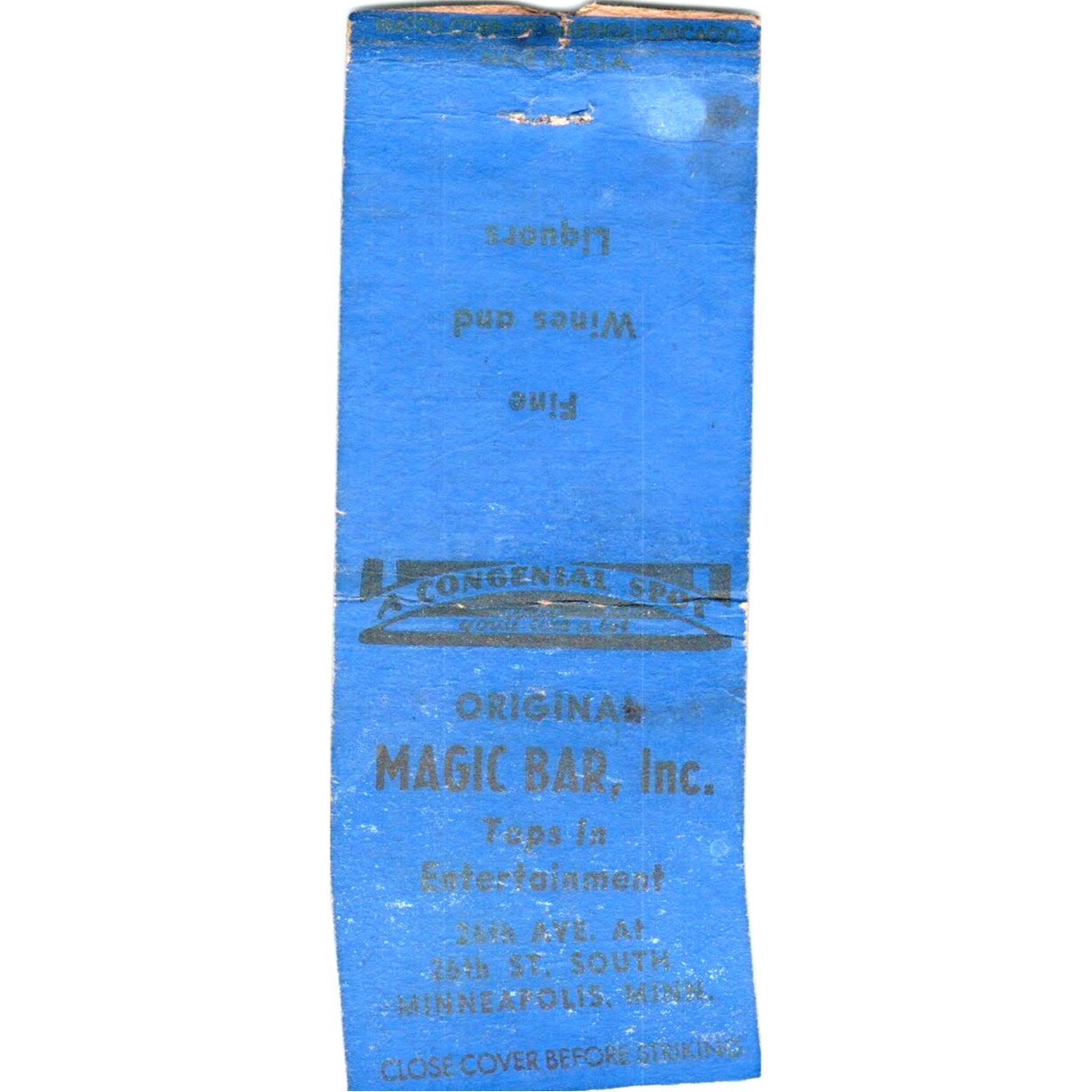 Magic Bar Inc Minneapolis MN Vintage Matchbook Cover SD2-Y15