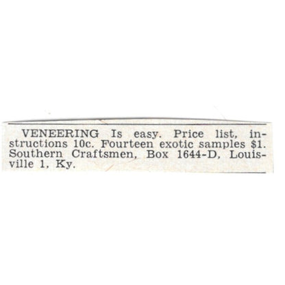 Veneering - Southern Craftsmen, Louisville KY 1955 Ad AG1-S8
