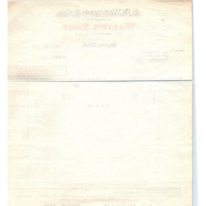 A.G. Walton & Co Shoes Boston MA 1941 Original Billhead Letterhead Receipt D8