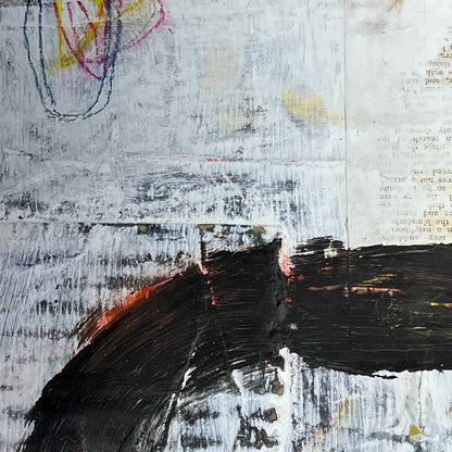 Original Grunge Minimalist Modern Art Collage Painting 8.5x11 "Nodus" Signed