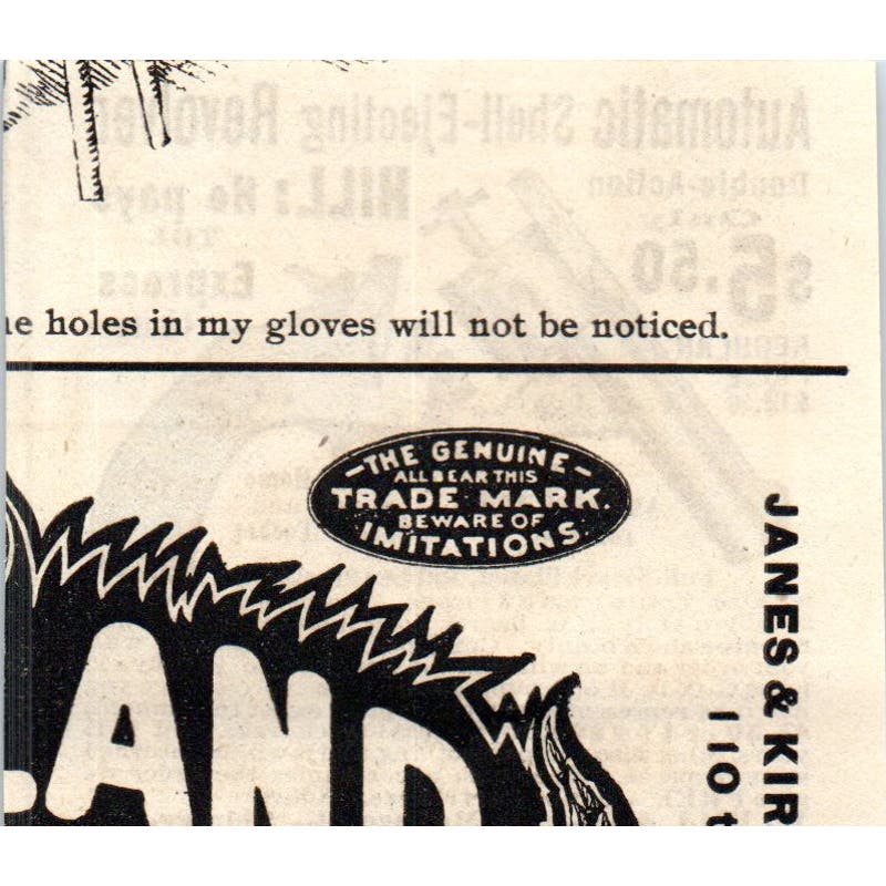 W. Hill & Co Automatic Shell-Ejecting Revolver c1890 Victorian Ad AE8-CH8