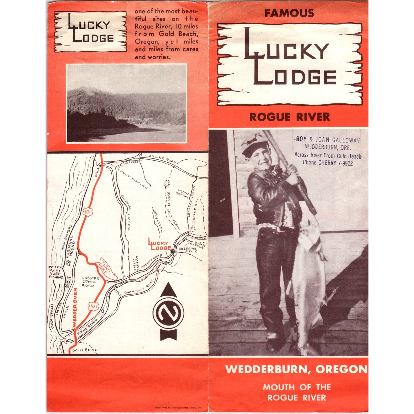 1950s Lucky Lodge Rogue River Wedderburn Oregon Travel Brochure AF7-E8