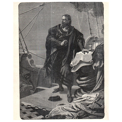 The Night of October 11th 1492 - 1911 Engraving Print AF5-8