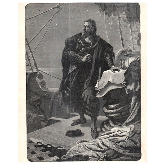 The Night of October 11th 1492 - 1911 Engraving Print AF5-8