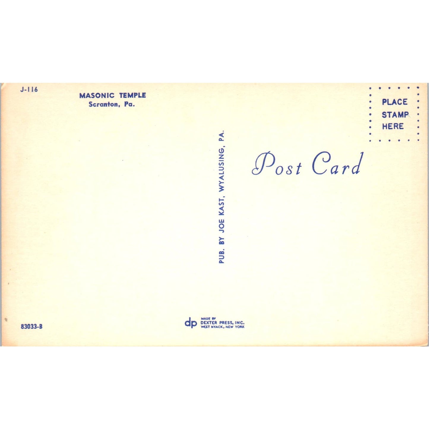 Masonic Temple in Scranton Pennsylvania Vintage Postcard PD1