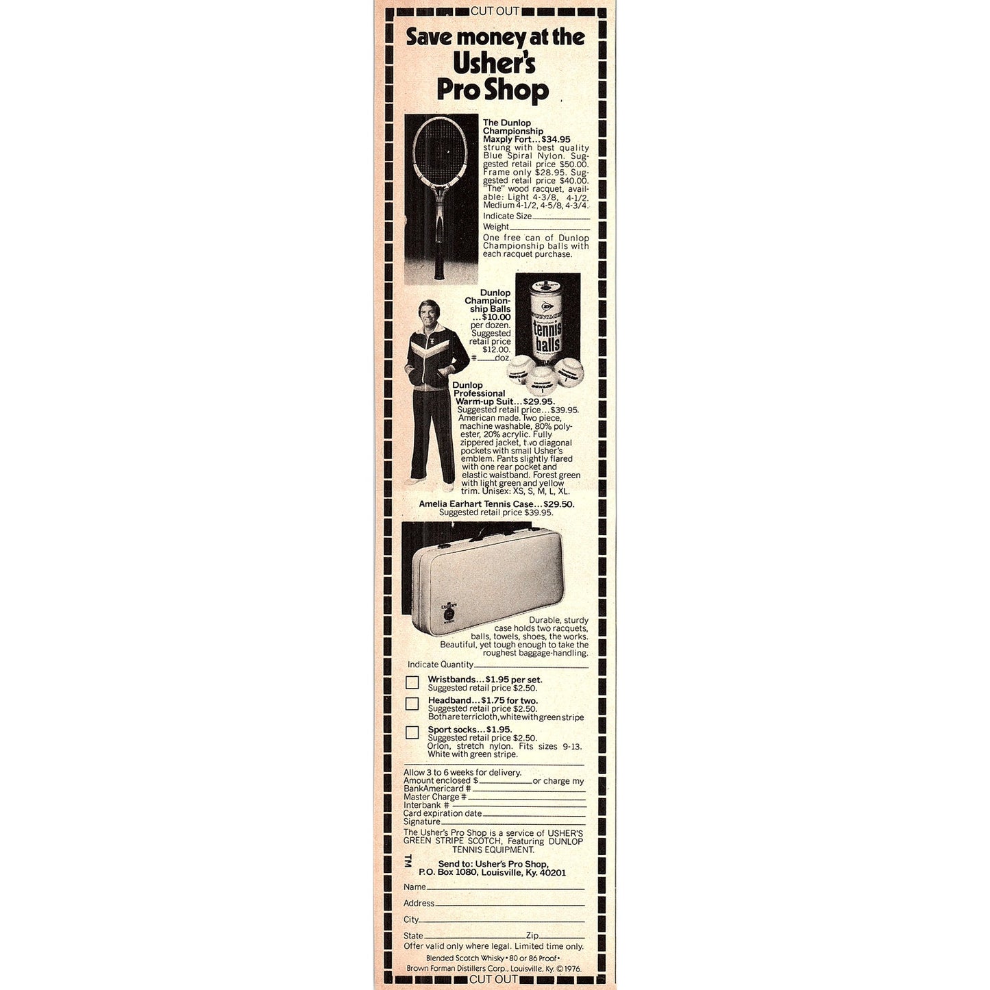 Usher's Pro Shop Tennis Louisville KY 1977 Ad AF3-5