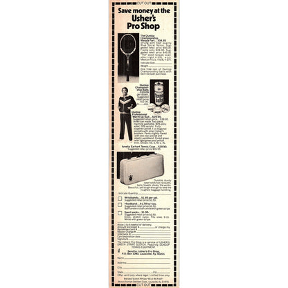Usher's Pro Shop Tennis Louisville KY 1977 Ad AF3-5