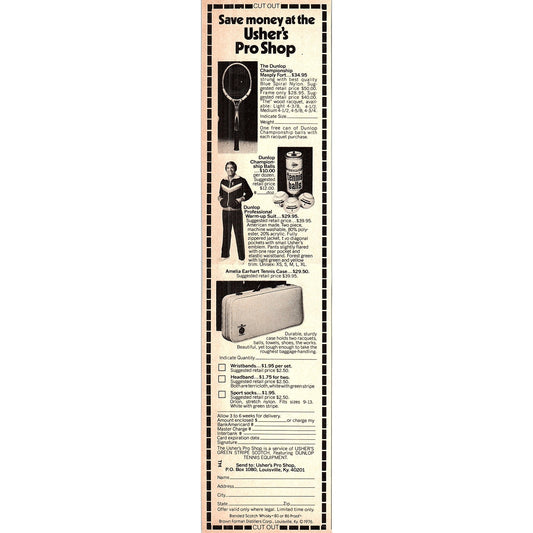 Usher's Pro Shop Tennis Louisville KY 1977 Ad AF3-5