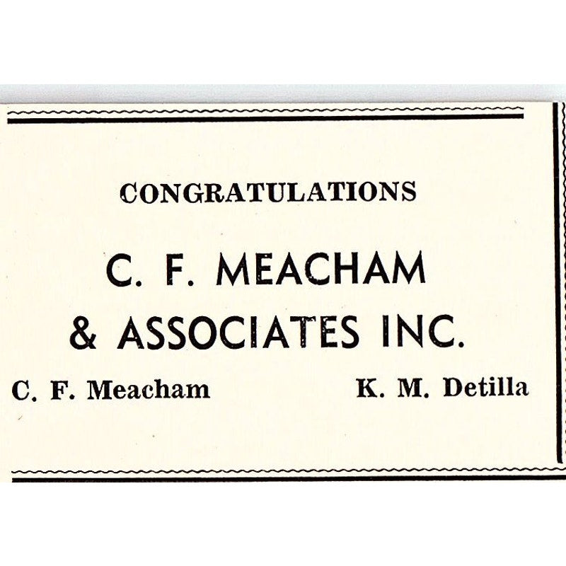 C.F. Meacham & Associates Inc K.M. Detilla - Taft CA 1965 Ad AF8-S27