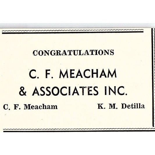 C.F. Meacham & Associates Inc K.M. Detilla - Taft CA 1965 Ad AF8-S27