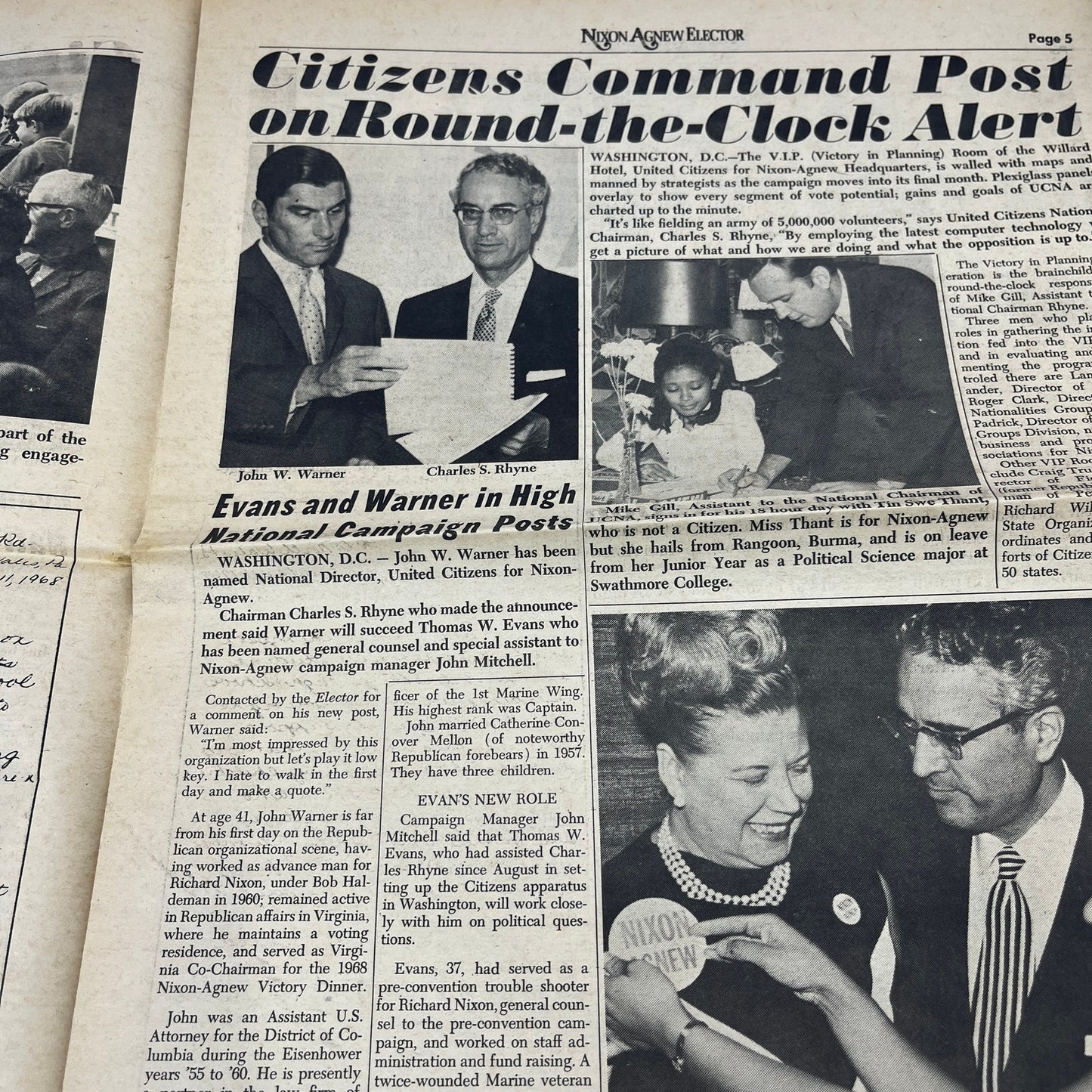 1968 Nixon Agnew Elector Newspaper No. 2 Nixon Campaign V14-5