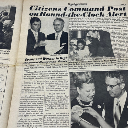 1968 Nixon Agnew Elector Newspaper No. 2 Nixon Campaign V14-5