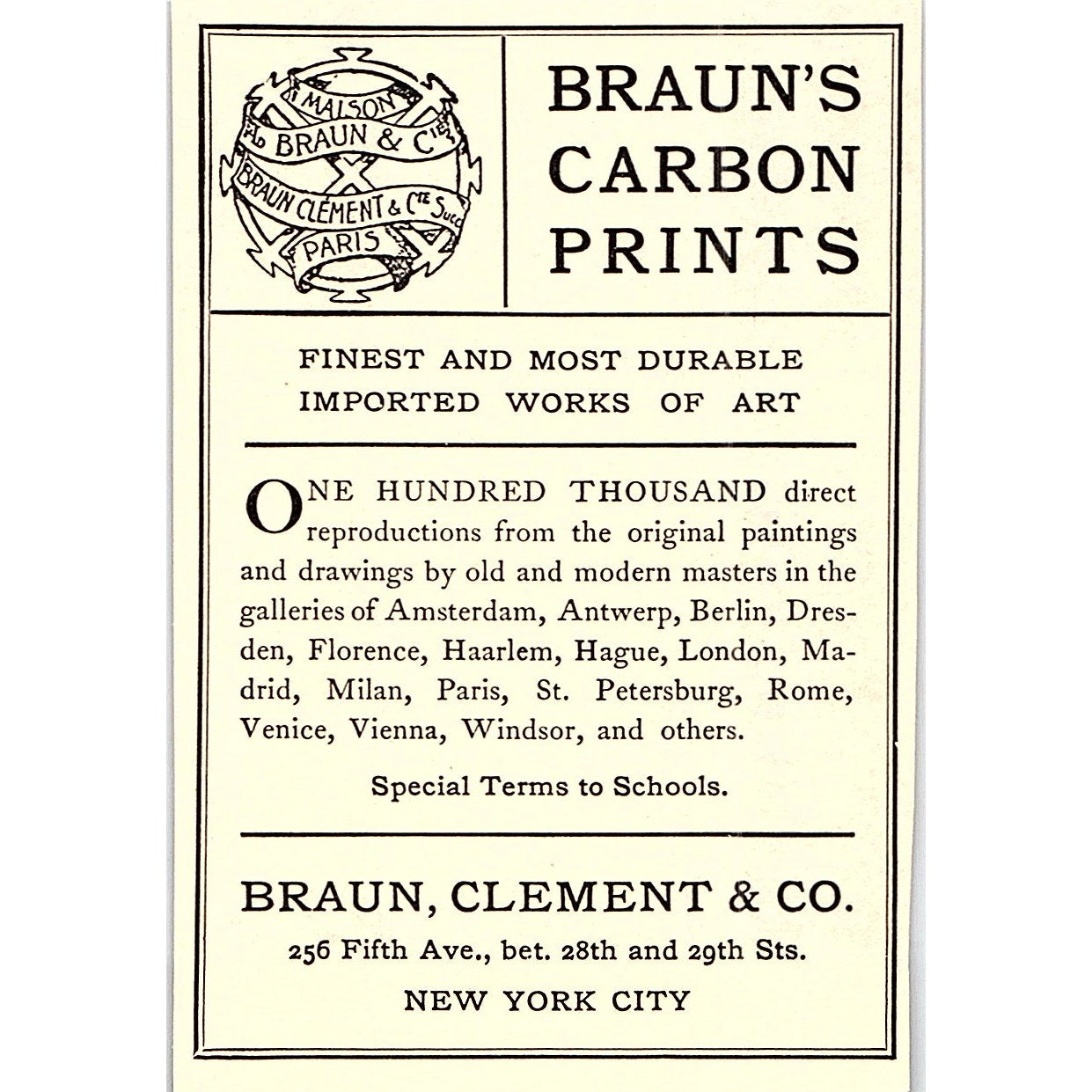 Braun's Carbon Print Braun, Clement & Co New York - 1908 Ad AF4-8
