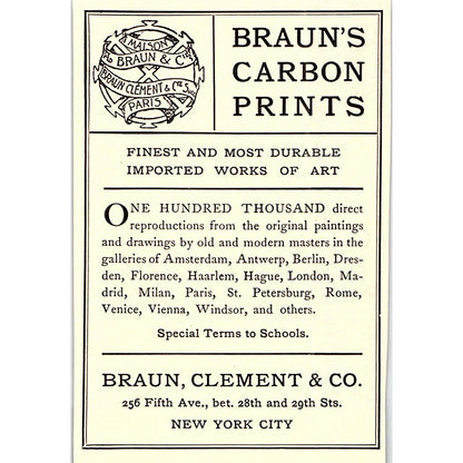 Braun's Carbon Print Braun, Clement & Co New York - 1908 Ad AF4-8