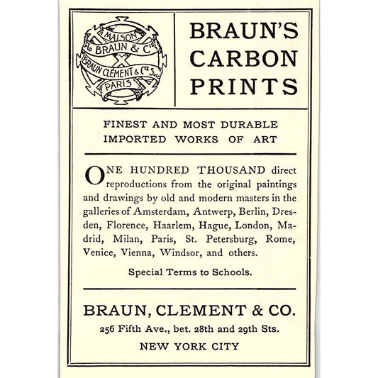 Braun's Carbon Print Braun, Clement & Co New York - 1908 Ad AF4-8