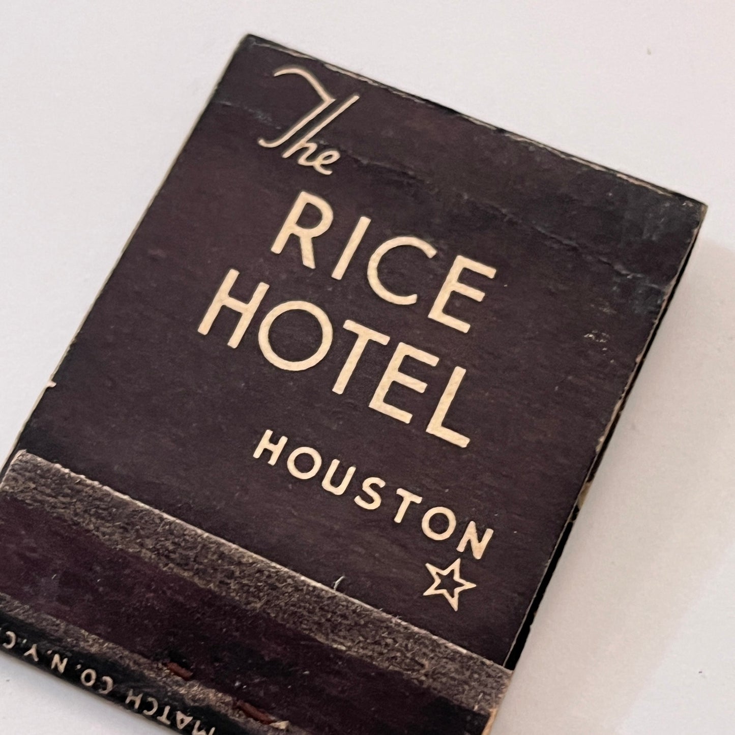 The Rice Hotel Houston TX Vintage Matchbook Cover TB8-MB3-4
