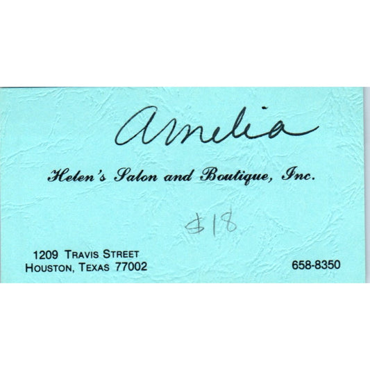 Helen's Salon and Boutique Inc Houston TX Amelia Vintage Business Card SD8-B11