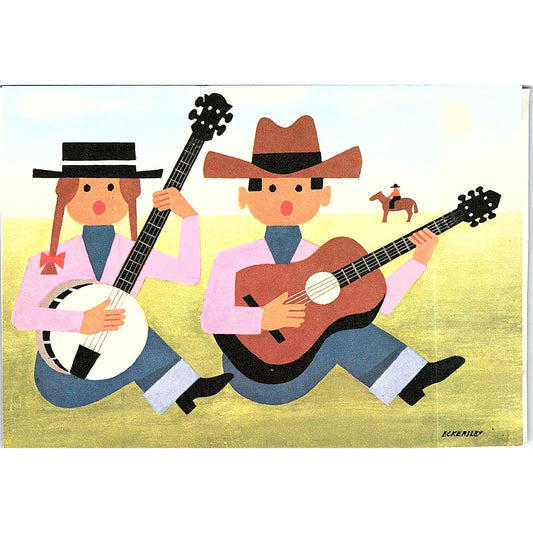 Country Music Illustration Eckersley Vintage Art Print 3.5x5 V12