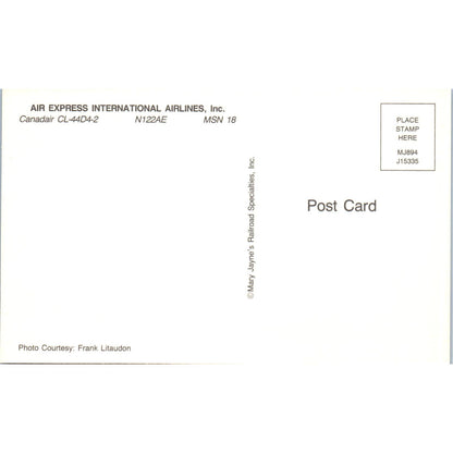 Air Express International Airlines Canadair CL-44D4-2 Vintage Postcard PC3