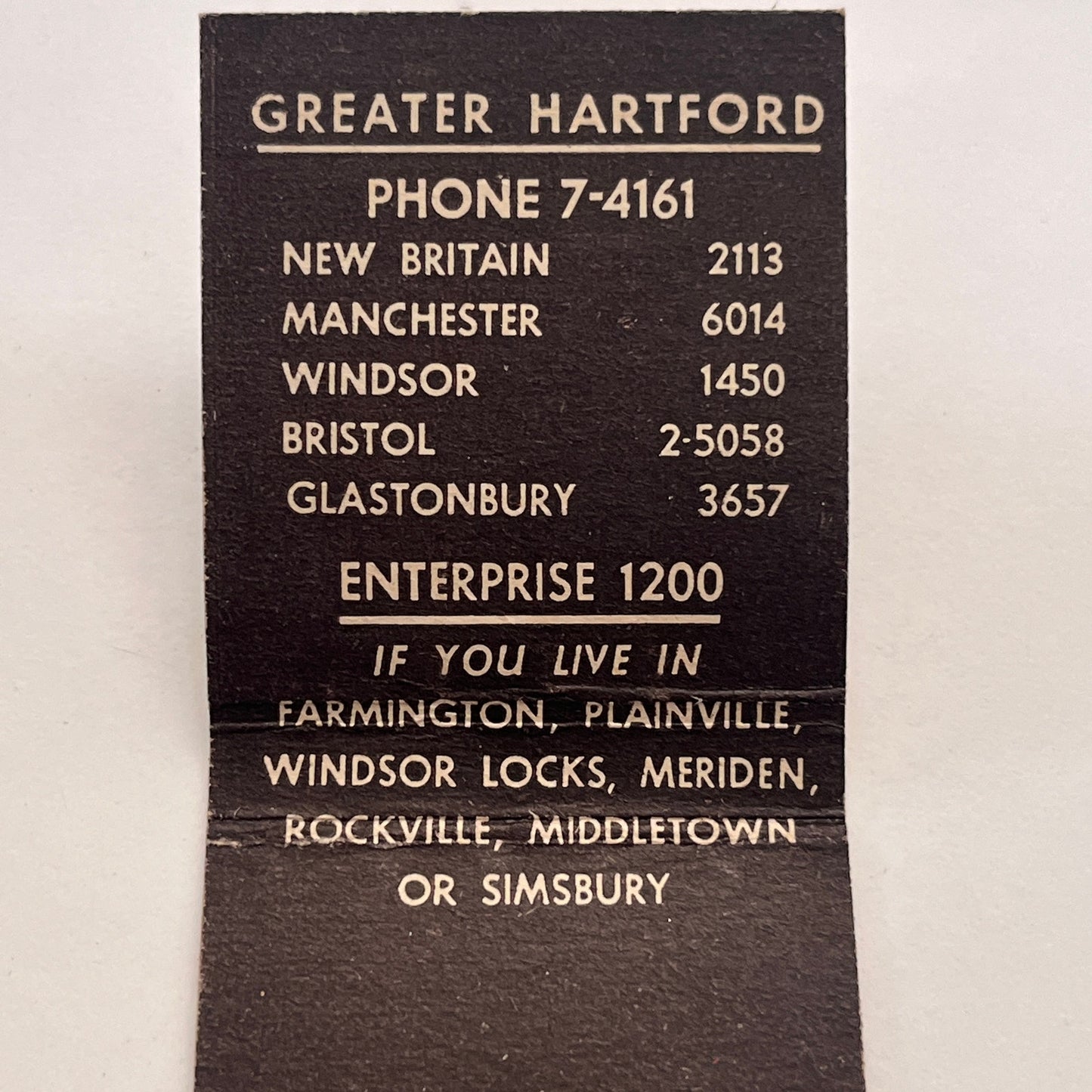 Brown Thomson's Hartford's Friendly Department Store Vintage Matchbook TB8-MB-15